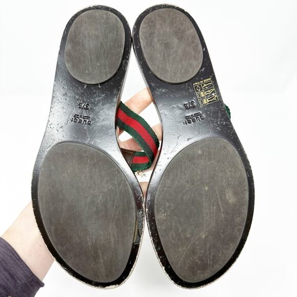 Gucci GG Thong Web Stripe Sandals Flip Flops - Picture 10 of 12